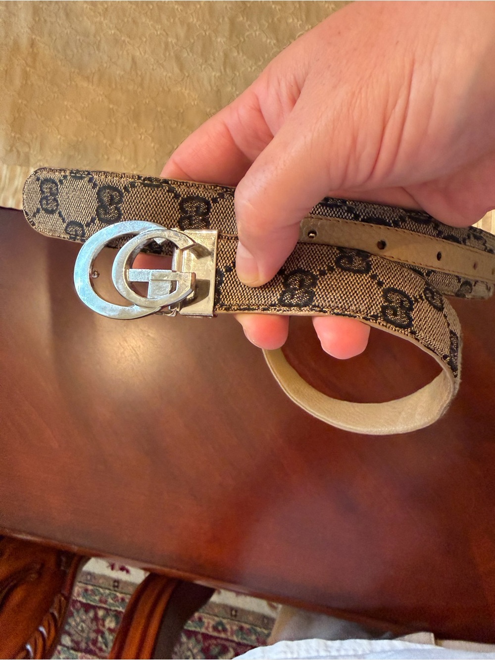 Monogrammed double G belt sz 38. Very Good Condition! - Picture 3 of 12